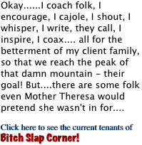 Okay......I coach folk, I encourage,
